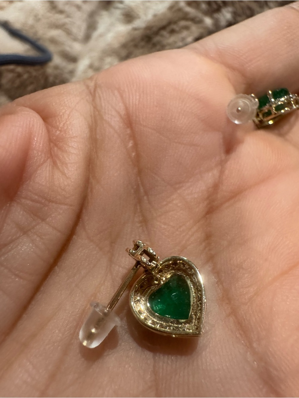 Certified Natural Emerald & Diamond Heart Earrings 14K YG | 2.56 CT Emeralds - Picture 9 of 16